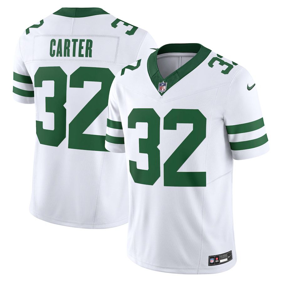 Men New York Jets #32 Michael Carter Nike Legacy White Vapor F.U.S.E. Limited NFL Jersey->->NFL Jersey